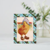 Replica  Paaskaart, Kuiken met klompen Feestdagenkaart (Staand voorkant)