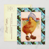 Replica  Paaskaart, Kuiken met klompen Feestdagenkaart (Voorkant / Achterkant)