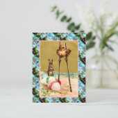 Replica Paaskaart, kuiken op stelten Feestdagenkaart (Staand voorkant)