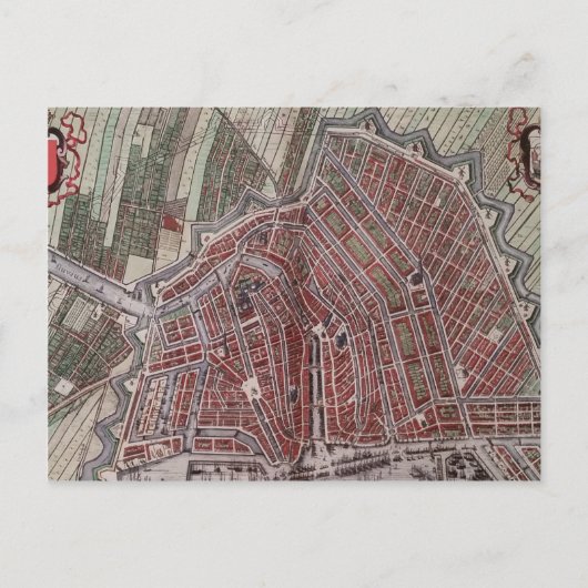 Replica stadskaart Amsterdam 1652 Briefkaart (Voorkant)