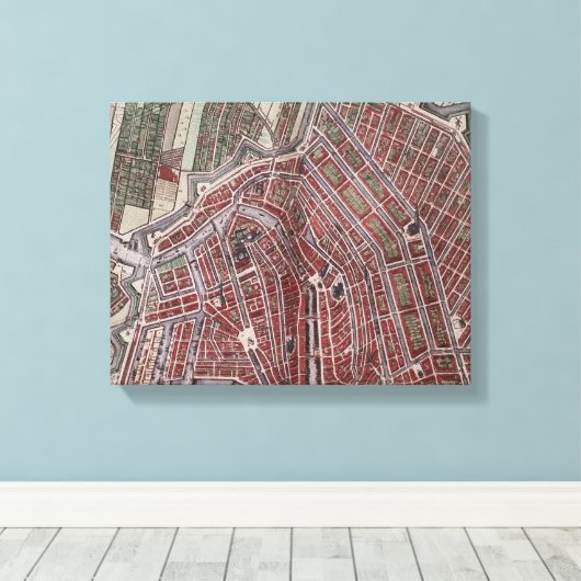 Replica stadskaart Amsterdam 1652 Canvas Afdruk (Insitu (Houten vloer))