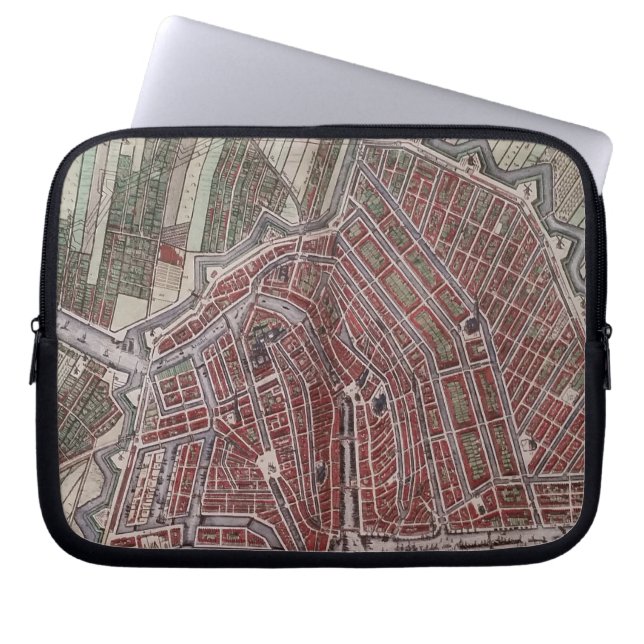 Replica stadskaart Amsterdam 1652 Laptop Sleeve (Voorkant)