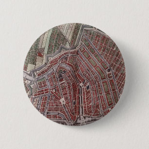 Replica stadskaart Amsterdam 1652 Ronde Button 5,7 Cm