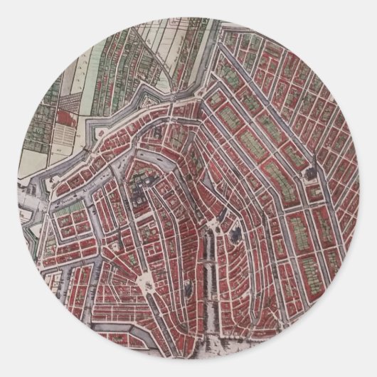 Replica stadskaart Amsterdam 1652 Ronde Sticker (Voorkant)