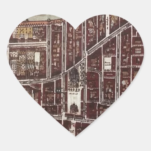 Replica-stadskaart van Delft 1649 Hart Sticker (Voorkant)
