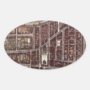 Replica-stadskaart van Delft 1649 Ovale Sticker