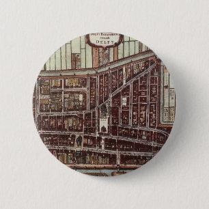 Replica-stadskaart van Delft 1649 Ronde Button 5,7 Cm