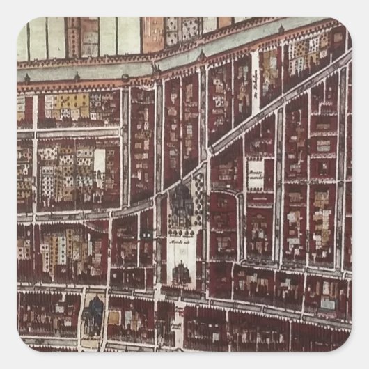 Replica-stadskaart van Delft 1649 Vierkante Sticker (Voorkant)