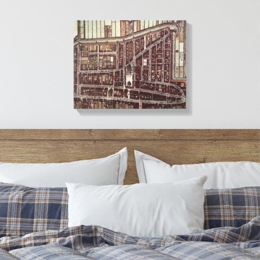 Replica-stadskaart van Delft vanaf 1649 Canvas Afdruk (Insitu (Slaapkamer))