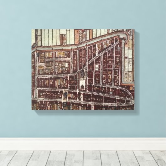 Replica-stadskaart van Delft vanaf 1649 Canvas Afdruk (Insitu (Houten vloer))