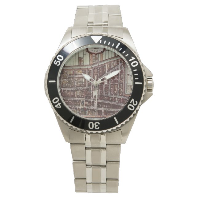 Replica-stadskaart van Delft vanaf 1649 Horloge (Voorkant)