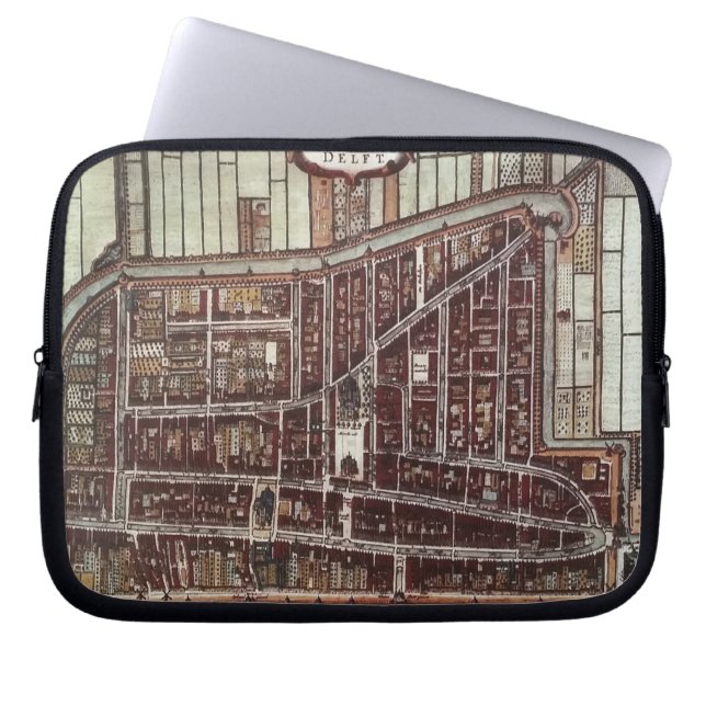 Replica-stadskaart van Delft vanaf 1649 Laptop Sleeve (Voorkant)