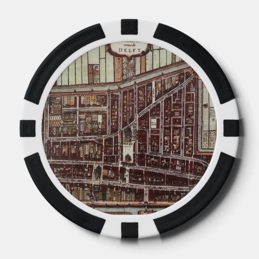 Replica-stadskaart van Delft vanaf 1649 Poker Chips (Voorkant)