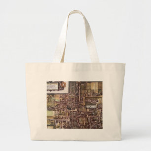 Replica stadskaart van Den Haag 1649 Grote Tote Bag
