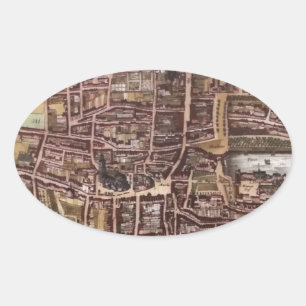 Replica stadskaart van Den Haag 1649 Ovale Sticker