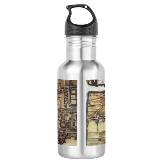 Replica stadskaart van Den Haag 1649 Waterfles (Achterkant)