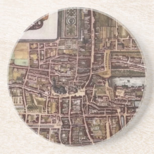Replica stadskaart van Den Haag 1649 Zandsteen Onderzetter