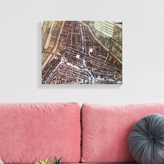Replica Stadskaart van Rotterdam vanaf 1652 Canvas Afdruk (Insitu (Woonkamer))