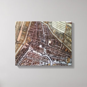 Replica Stadskaart van Rotterdam vanaf 1652 Canvas Afdruk