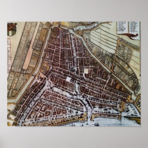Replica Stadskaart van Rotterdam vanaf 1652 Poster