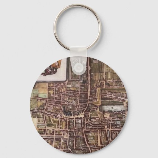 Replica stadsplattegrond van Den Haag 1649 Sleutelhanger (Voorkant)