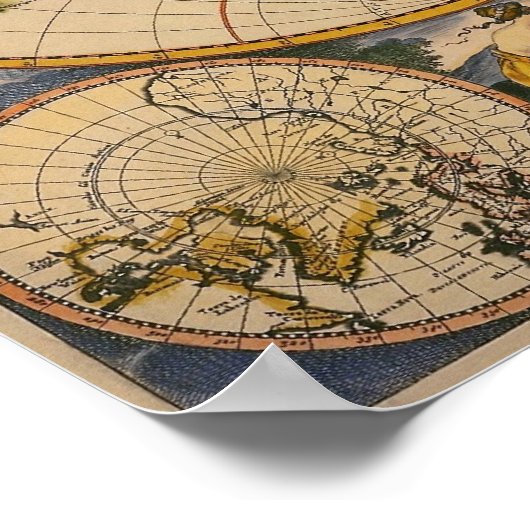 Replica van de Antiek kaart van het Wereld poster (Hoek)