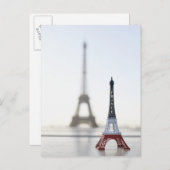 Replica van de Eiffeltoren met originele in de Briefkaart (Voorkant / Achterkant)