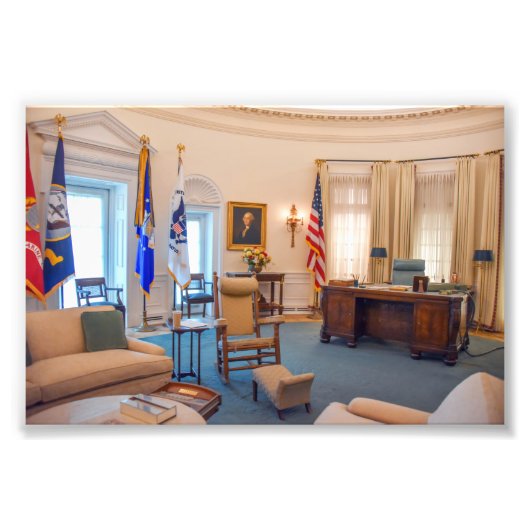 Replica van het Oval Office van Lyndon Baines John Foto Afdruk (Voorkant)