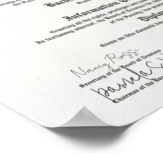 Replica van universiteits- of hogeschool diploma k poster (Hoek)