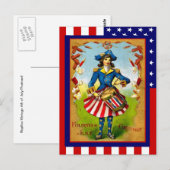 Replica Vintage 4 juli, Drummer meisje Briefkaart (Voorkant / Achterkant)