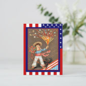 Replica Vintage 4 juli, Flowers vuurwerk Briefkaart (Staand voorkant)