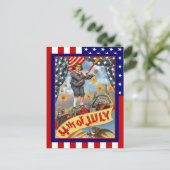 Replica Vintage 4 juli, Jongen met vuurwerk Briefkaart (Staand voorkant)