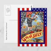 Replica Vintage 4 juli, Jongen met vuurwerk Briefkaart (Voorkant / Achterkant)