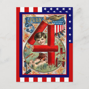 Replica Vintage 4 juli, Jongen met vuurwerk Briefkaart
