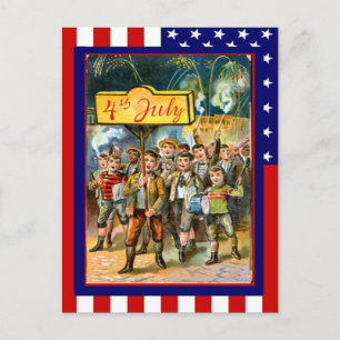 Replica Vintage 4th of July, Kids with banner Briefkaart