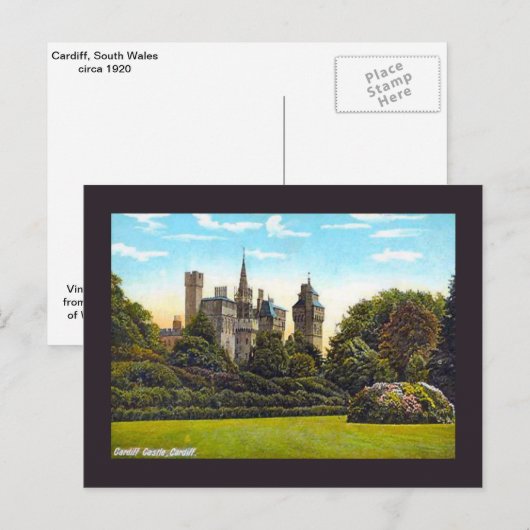 Replica Vintage Image, cardiff, castle Briefkaart (Voorkant / Achterkant)
