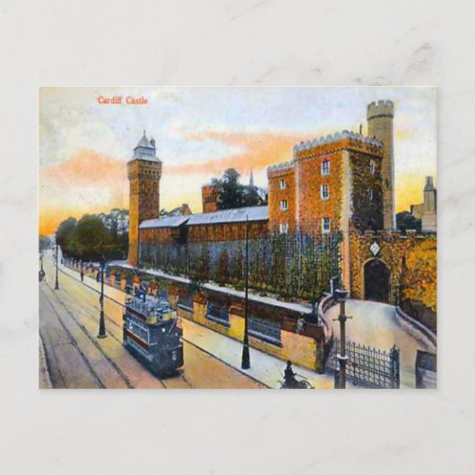Replica Vintage Image, cardiff, castle, tram Briefkaart (Voorkant)