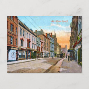 Replica Vintage Image, Cardiff, High Street Briefkaart