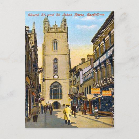 Replica Vintage Image, Cardiff, St. John's Church Briefkaart (Voorkant)