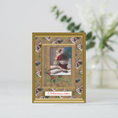 Replica vintage kerstkaart, jaren 1930 feestdagenkaart (Staand voorkant)