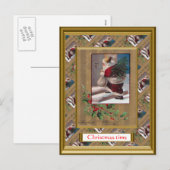 Replica vintage kerstkaart, jaren 1930 feestdagenkaart (Voorkant / Achterkant)