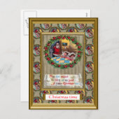 Replica vintage kerstkaart, jaren 1930 feestdagenkaart (Voorkant / Achterkant)