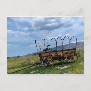 Replica wagon in de stad Rocks, Idaho Briefkaart
