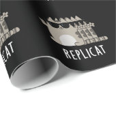 Replicat Funny Replicated Cat Pun Dark BG Cadeaupapier (Rol Hoek)