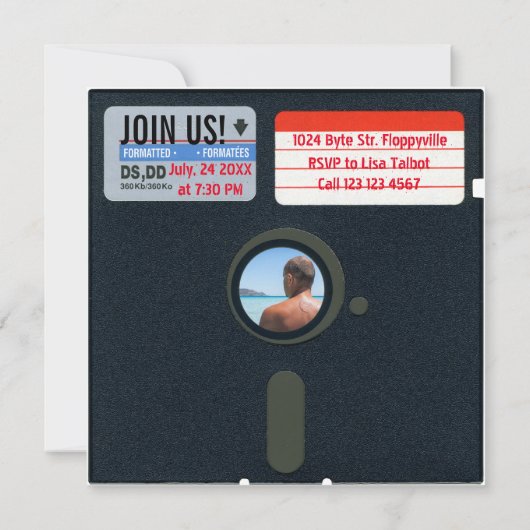 Repo 5.25 Diskettestation Disketting Party (Uitnod Kaart (Achterkant)
