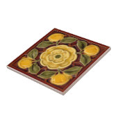 Repo Antiek Faux Relief Tudor Roos Majolica Tegeltje (Zijkant)
