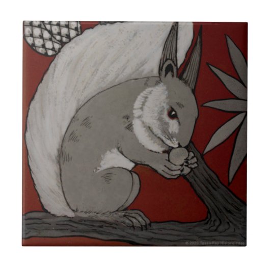Repo Antiek Minton Staffordshire Red Squirrel Tegeltje (Voorkant)