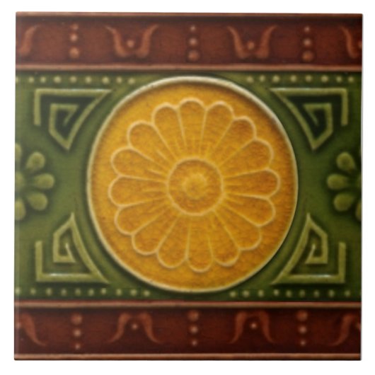 Repo Antiek olivant Majolica faux - hulpgrens Tegeltje (Voorkant)