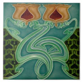 Repo Antiek Richards Art Nouveau Floral Majolica Tegeltje (Voorkant)
