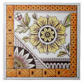 Repo Antiek Victoriaans oosterlak esthetische Flor Tegeltje (Voorkant)